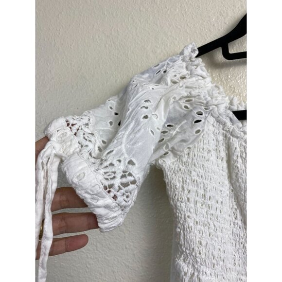 TULAROSA QUINN Off The Shoulder Lace Smocked Dress White Sz Small beach wedding - Picture 12 of 12